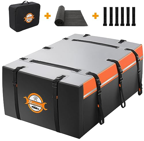 Sailnovo Auto Dachbox 20 Kubikfuß Faltbare Wasserdicht 1000D PVC Dachtasche Auto mit 10 verstärkte Gurte, 6 Türhaken, für Reisen und Gepäcktransport, für die meisten Fahrzeuge mit/ohne Dachträger