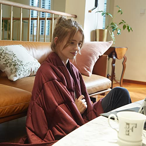 DREAMLANDING Weighted Blanket Glass Beads Filling Gravity Blanket For Adults Insomnia Stress Anxiety Relief Heavy Blanket (Burgundy, 120 * 180cm 5.4kg)