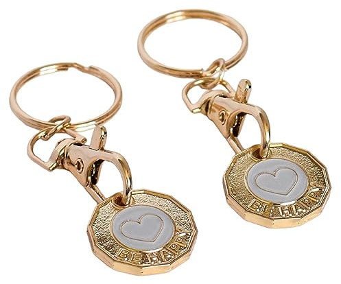 MIDHILL® PREMIUM 2Pk TROLLEY COIN KEY RING UK SET Shopping Trolley Token Keyrings | Trolley Tokens for Supermarket | New Pound UK Coin | Locker Coin