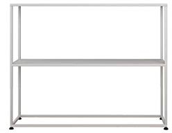 Schmaler Konsolentisch, schmaler Wandtisch aus Eisen, Eingangsregal, Bücherregal, Konsolentische, 2-lagiges Aufbewahrungsregal aus Metall mit stabilem Rahmen und verstellbaren Füßen, Blumens