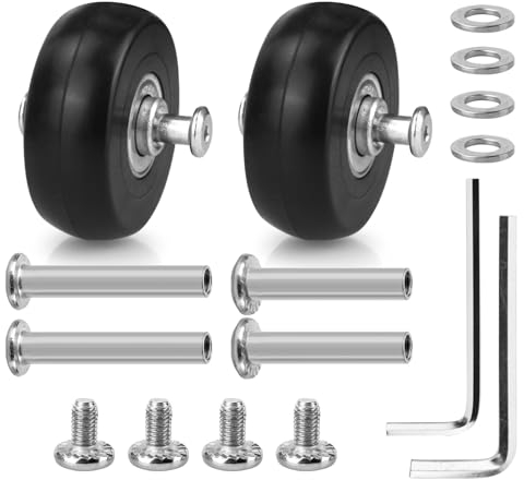 GUGULUZA 2 Set 49 x 18 mm Ersatzräder für Gepäckkoffer mit Lager und Achse, Schwarz