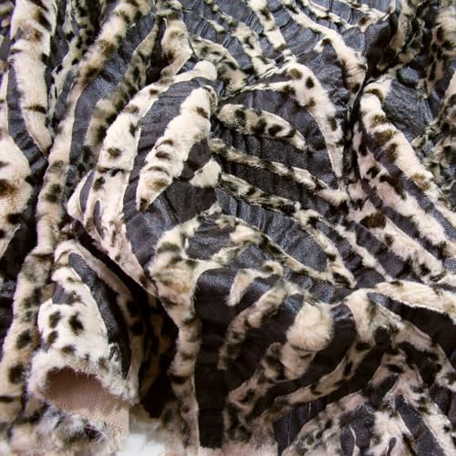TOLKO Flockprint Samt auf Kunstleder | weicher Baumwollstoff mit 4mm Florhöhe für Decke Jacke | Kurzhaar Kunstfell Webpelz zum Nähen Dekorieren | 140cm breit Pelzimitat Meterware