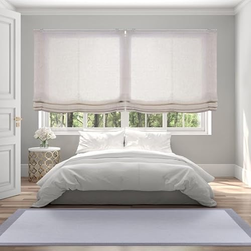 STOR PLANET | Estores Paqueto, Estores Plegables Sin Varillas Translúcidos, Estor de Tela Lino, Estores de Pared para Ventanas de Dormitorio, Salón, Cocina… | Paqueto Lino, 120x250cm