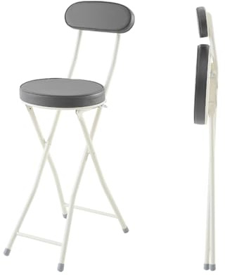 Sgabello da Bar Pieghevole 24inch/60cm, Sedia Pieghevole con Seduta Imbottiti, Sgabello Alto da Cucina con Schienale, Sedia Sgabello Pieghevole per Adulti, Portata 260lb (Color : Gray, Size : 24inch