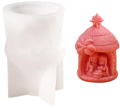 WANDIC Moldes de silicona para belén de Jesús, 1 pieza exquisito molde de resina de belén de la Sagrada Familia Virgen María, molde epoxi para decoración del hogar