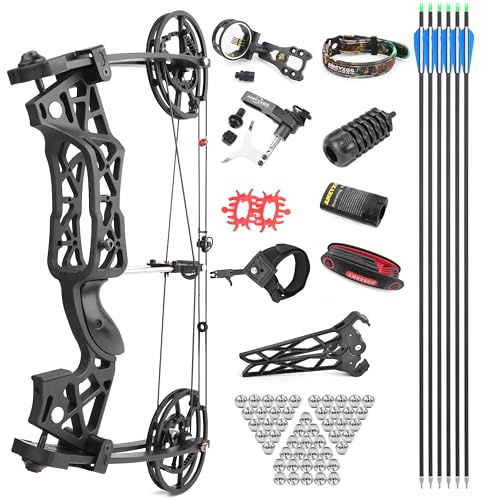 limaity Arco Compound Set 40-65lbs Doppio uso Arco Compound e Freccia con Kit palla d'acciaio Arco per mano destra e sinistra per la caccia all'aperto Target Practice (Set 2)