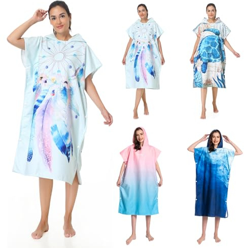 Mokani Poncho de Serviette, Poncho de Surf et Bain à Capuche, Sport, Adulte, pour Plage, Piscine et Sports Nautiques