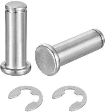 sourcing map 2Set M12x35mm 304 Stainless Steel Cylindrical Shaft Snap Ring Locating Pin, Flat Head Grooved Hinge Cylinder Position Pin with E Clip Retaining Ring, Silver