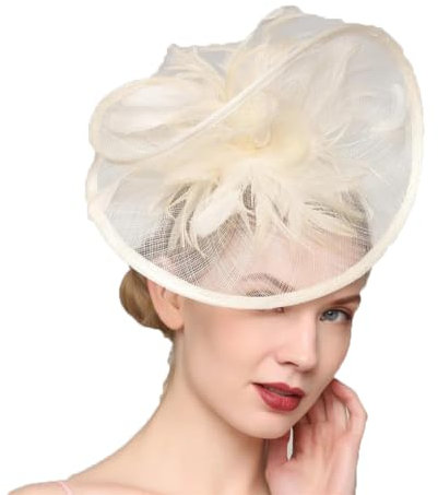 Sinamay Fascinator, Hochzeitshüte für Damen, Stirnbänder, Fascinator, Hüte, Kirche, Derby, Elfenbeinfarben, elfenbeinfarben, Einheitsgröße