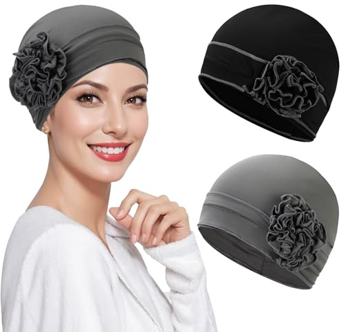 XEPST 2 Stück Chemo Mütze Damen Turban Damen Chemo-Turbane Kopfbedeckung Beanie Mütze Kappe Schlafmütze für Frauen Krebs Patienten Haarausfall