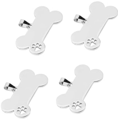 TOGEVAL 4stücke Hochwertige Personalisierte Hundemarken Aus Edelstahl Gravierte Haustier-id-tags Mit Knochenform Und Pfotenmuster Für Hunde Katzen Und Welpen