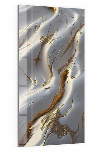 DEQORI Glas-Magnettafel | 50x100 cm cm groß | Motiv Goldene Wellen | Memo-Board aus Glas | Magnetboard inkl. Magnete, Stift & Tuch für Küche & Büro | Tafel magnetisch & beschreibbar