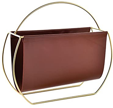Porte-revues nizer en cuir synthétique avec cadre en métal pour la maison, le bureau, l'école, les journaux - Étagère à poser au sol