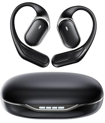 Ultra Open Ear Headphones Wireless Bluetooth - Ergonomic Pro Bone Conduction Headphones with Soft, Airy Silicone Design, Over-The-Ear Earbuds for Running, Sports, Fitness and Workouts (Black)