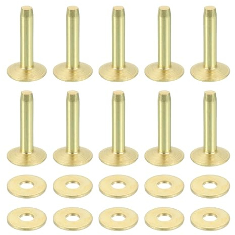 QUARKZMAN 25 Set Rivetti e Rondelle in Rame, 12x4x19mm Rivetti in Rame per Fai da Te e Artigianato in Pelle, Tonalità Oro
