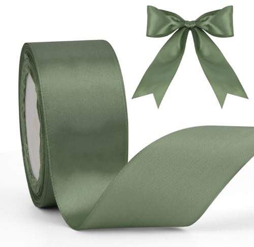 Geschenkband Altgrün 40mm Satinband 23 Meters Schleifenband Band Für Geschenkverpackung Seidenband Geschenkbänder Für DIY Haarbögen Stoffband Für Weihnachten Silvester Dekoration