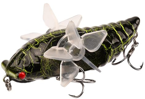 Angelköder für Zikade – harter Köder für Süßwasser mit rotierendem Propeller, Barschköder, vibrierender Köder zum Angeln in Süß- und Salzwasser, mehrfarbiger Köder Crankbait | Angelköder aus Wasser
