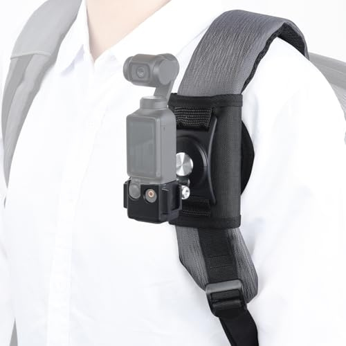 UTEBIT Rucksack Halterung für DJI Osmo Pocket 3, 360° Drehbare Schultergurt Halterung Gurthalter-Befestigungssystem mit Erweiterung Adapter Mount Zum Wandern, Radfahren, Skifahren