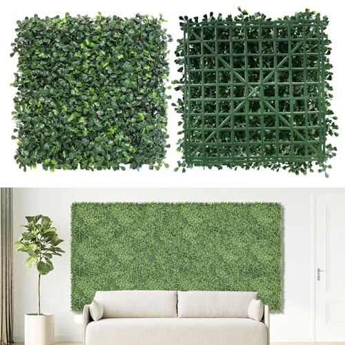 NETAP Artificial Grass Wall Panels Backdrop,10x 10(8Pcs) Faux Boxwood Panels for Outdoor Indoor Green Wall Decor,Party Wedding Garden Fence Decorations