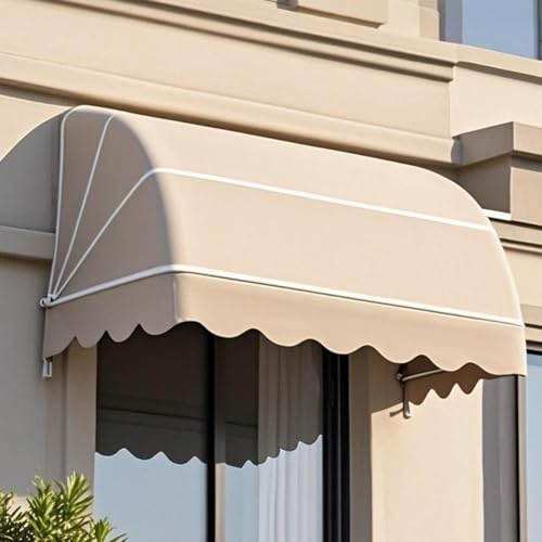 Window Door Awning Canopy, Front Doors Windows Overhang Awning, Includes Frame, Fabric Cover and Mounting Hardware, for Residential and Commercial Use(Khaki,120cm/47in)