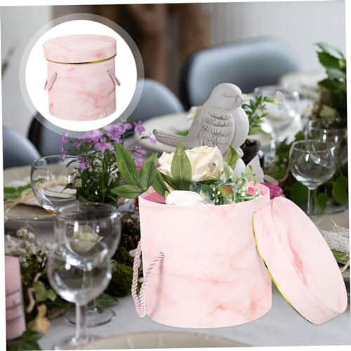 Yardenfun Runde Blumenkiste aus Pappe Klein mit Deckel Zylindrischer Blumenbehälter Farbecht für Geschenkverpackung Handlich für Zuhause Büro und Garten Gastgeschenk für Brautparty