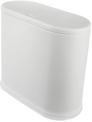 BATHVEVE Basura Resistente para de Almacenamiento Oficina Decoración y en Cubo Estrecho de Plástico Blanco con Tapa del Hogar
