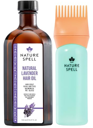 Nature Spell Lavender Oil with Comb Applicator, Vegan, 150 ml | for Hair & Scalp, Pre-diluted Oil for Stronger Roots & Strands, Reduces Dandruff, for All Hair Types