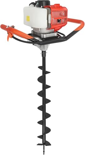 SUHBFNOL Petrol Earth Auger 2.3 HP Post Hole Digger With 3 Drill Bits & 30cm Extension Rod Fence Post Ground Hole Borer Ideal For Drilling Tree Planting