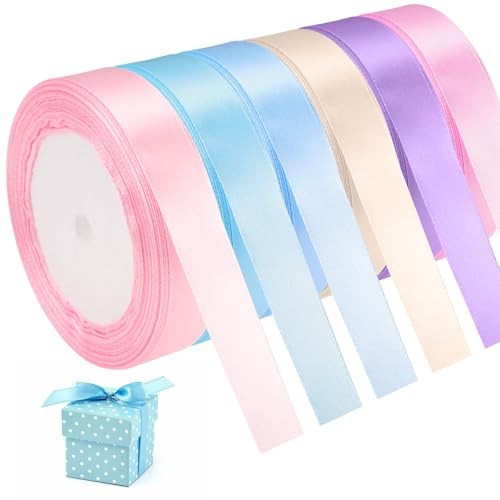 Fyrdm 6 Colores Rollos de Cinta de Satén de Colores 20mmx22m