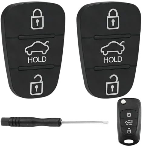 DULZEN 2 Stück Autoschlüssel Tastenfeld Kompatibel 3 Tasten Fernbedienung Auto Schlüsselgehäuse Ersatz Gummi Schlüssel Gehäuse Hülle für Hyundai ix35 ix20 i30 i20 i10
