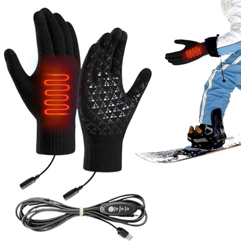 Generico Guanti Riscaldati Elettrici - Guanti da Sci Riscaldati | Punta Tattile per Trekking Invernale Sci Snowboard Attività All'aperto Pendolarismo Bici Moto