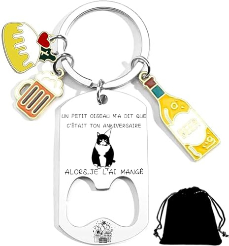 YZLPLP Cadeau Original Anniversaire Homme -Décapsuleur Personnalisé drôle pour amis - Humour - Porte-Clés d'anniversaire grossière pour frère ou fils - Porte-Clés de voeux pour lui ou elle