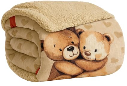Home Tresor Coperta Plaid in Pile Invernale, Morbida e Calda, Finta Pelliccia Pelosa, Divano/Singola/Matrimoniale, Doppio Lato Flanella Sherpa - Sofà 127 * 150, Cuori di Pelouche