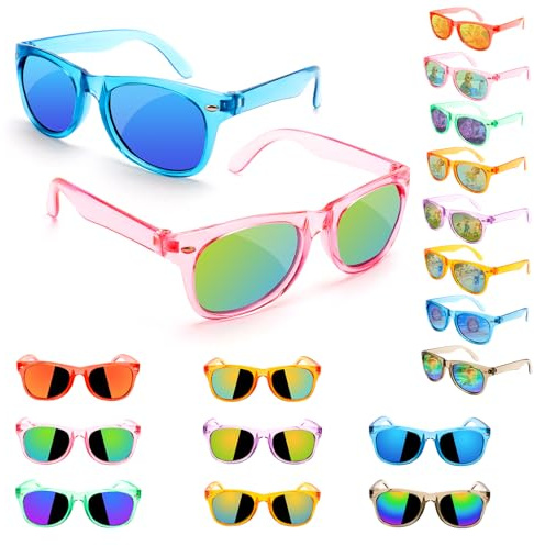 Resuar Party Favors Kids Sunglasses Bulk - Boys Girls Birthday Goodie Bags | Children Age 3-8, UV 400 Protection Neon Sunglasses Great Gifts Goody Bag Stuffers for Kids Party 8 Pack