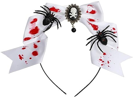 Fictory Halloween-Stirnband-Dekoration, gruseliges Spinnennetz-Haarband mit leuchtenden Augen, verstellbares Gummiband für Halloween-Party-Kostüm-Zubehör, Süßes oder Saures, gruselige Requisiten für
