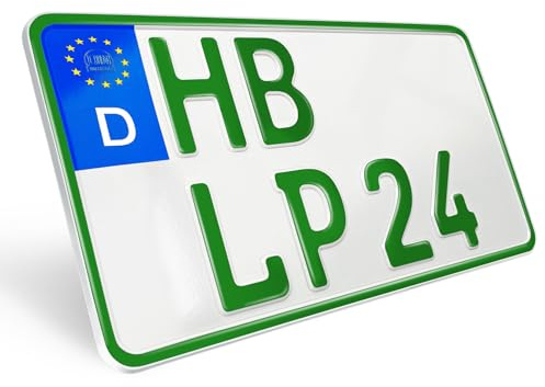 Kennzeichen 240x130 mm Traktor grün steuerbefreit Trecker Anhänger LKW Auflieger Wunschkennzeichen DIN-Zertifiziert 24x13 cm Nummernschild offiziell für Zulassung Landwirtschaft Forstwirtschaft