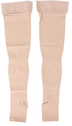 Calze a compressione a punta aperta, calze a compressione per coscia alta, calza di supporto traspirante, elastica e sottile senza punta con fascia in silicone antiscivolo per (M)