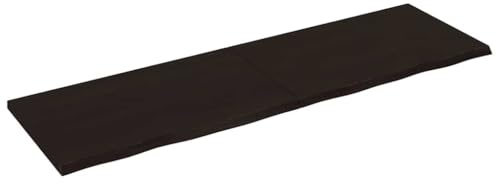 Tonture Tischplatte Dunkelbraun aus massivem Eichenholz 200x60x(2-4) cm mit Naturkante, vielseitig als Ersatzplatte, Arbeits- und Schreibtischplatte, für Büro, Küche und Wohnraum