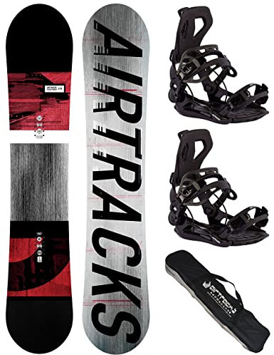 AIRTRACKS Snowboard Set Tabla Waves Extra Wide Hombre 161 - Fijaciones Master L - SB Bag