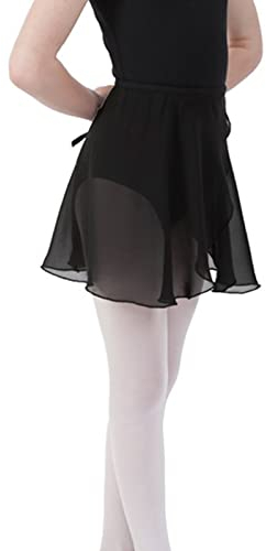 Bezioner Ballettrock Wickelrock Tanz Rock aus Chiffon Mit Taille Krawatte für Mädchen und Damen Schwarz M