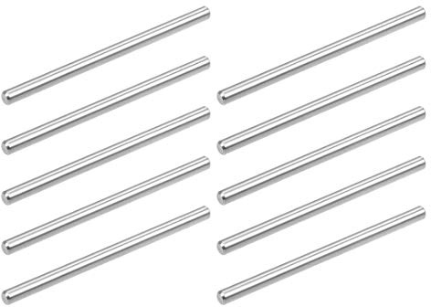 sourcing map 10 Stück Etagenbett Dübel Stifte Regal Geringe Stützregale 3mm x 50mm 304 Edelstahl Silber Ton