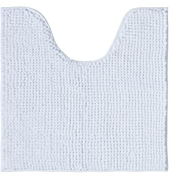 Decomira Badematte rutschfest WC Vorleger mit Ausschnitt | Als Badteppich Set kombinierbar | Badezimmer-Teppich Bad-Vorleger waschbar aus Chenille | Für freistehende Toiletten | Weiss - 45x45 cm
