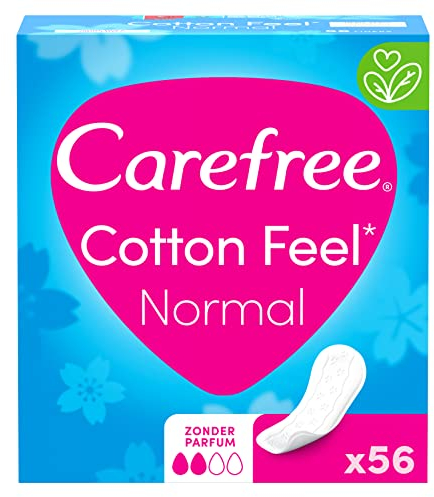 Carefree Cotton Feel Flexiform - Salvaslip traspirante senza profumo, assorbenza due, taglia normale, confezione da 56 pezzi