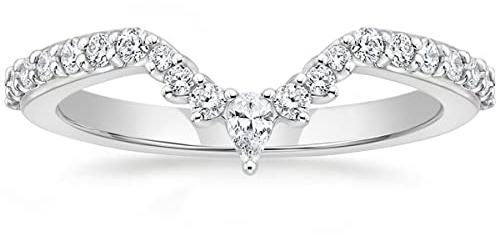 Titaniumcentral Vorsteckring Damen Schmal Eternity Ring Rosegold Gold Silber Birnen und Rund Schliff Zirkonia Verlobungsringe Eheringe