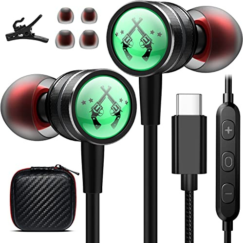 USB C Kopfhörer für Pixel 9 Pro XL 8 7,In-Ear HiFi Stereo Magnetic USB Typ C Headset mit Mikrofonkabel und Lautstärkeregler für iPhone 16 15 Pro Max Samsung Galaxy A16 A55 A35 S24 S23 One Plus 13R 12