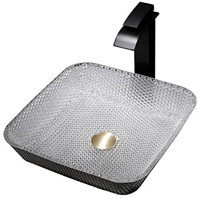 Ksunun Waschtisch Aus Klarem Glas, Waschbecken Glas, Aufsatzwaschbecken Silber Weiss, Quadrat Hand Waschschale, Kleines Mini Handwaschbecken, Bad KüChe GäSte Wc, Waschbecken Bad Modern, 39x11 cm