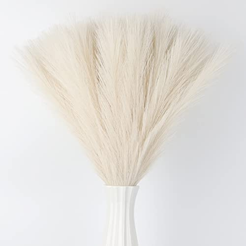Artificial Flowers Pampas Grass 40 Pcs - Beige Fake Plant Silk Fabric Simulation Flowers for Wedding Decoration Centerpieces for Table Bridal Bouquet DIY Floral Arrangement (42cm)