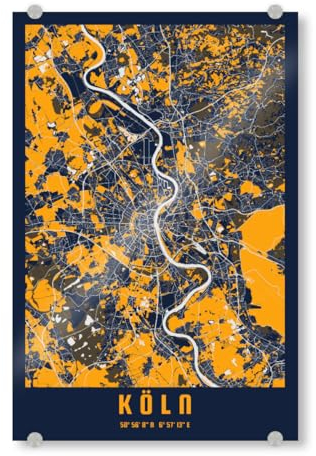 artboxONE Acrylglasbild 45x30 cm Städte/Köln Kölner CityMap Bild hinter Acrylglas - Bild köln köln köln City