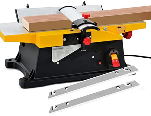 Cepilladora de Madera eléctrica de 6 Pulgadas con 2 Cuchillas,Cepilladora de sobremesa Resistente de 1800 W, Cabezal de Corte preciso de 12000 RPM, Mesa de Trabajo Grande de alumin