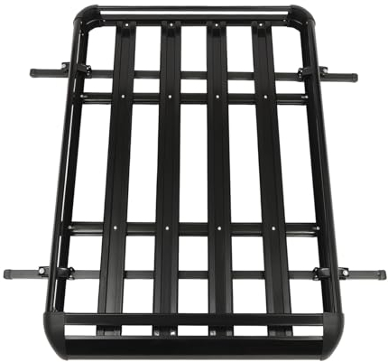 Konfiur Dachkorb, 150KG Auto Dachträger, Aluminium Dachgepäckträger Korb Relingträger, Auto Dachträger, Fracht Relingträger Universal Gepäckkorb für SUV-Universalmodelle, Schwarz (140 * 135 * 13cm)